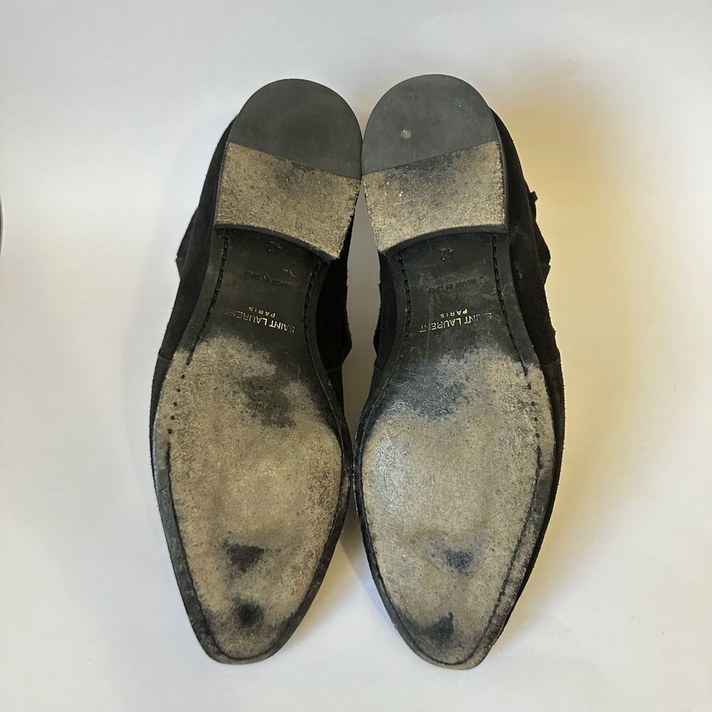 SAINT LAURENT Jodhpur Crop Ankle Boots Black Suede London 20 - Picture 10 of 12